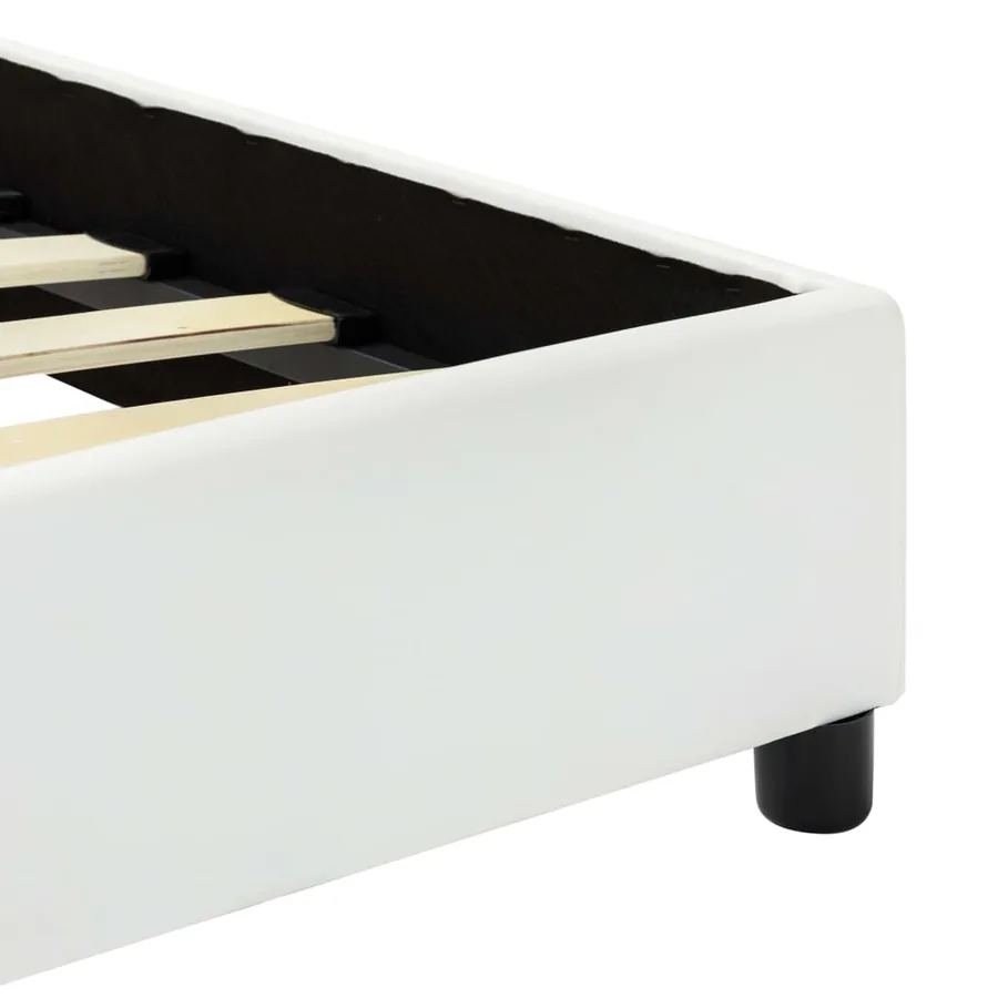 Cadre de lit sans matelas blanc similicuir 160x200 cm - 7