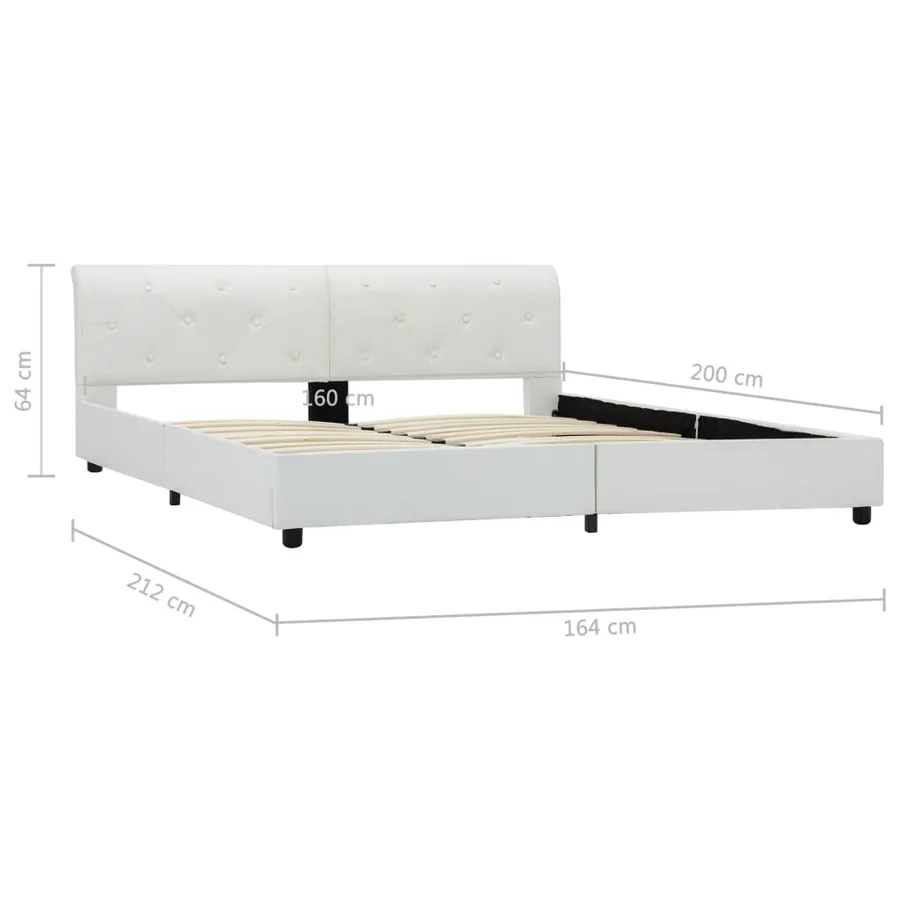 Cadre de lit sans matelas blanc similicuir 160x200 cm - 8