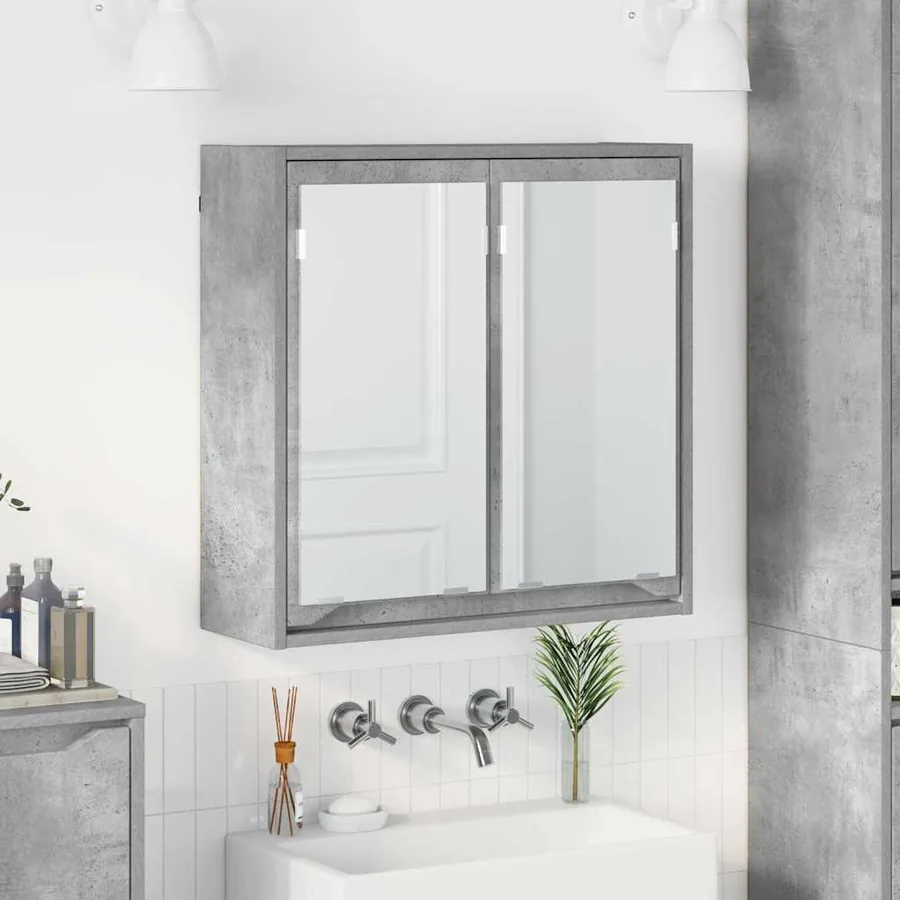 Armoire Miroir de Salle de Bain Gris béton 60 x 20 x 60 cm