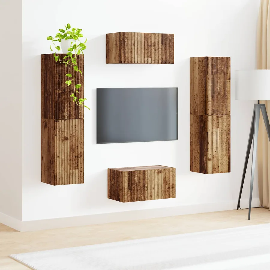 Ensemble meuble TV 6 pcs Bois Ancien Bois d'ingénierie - 4