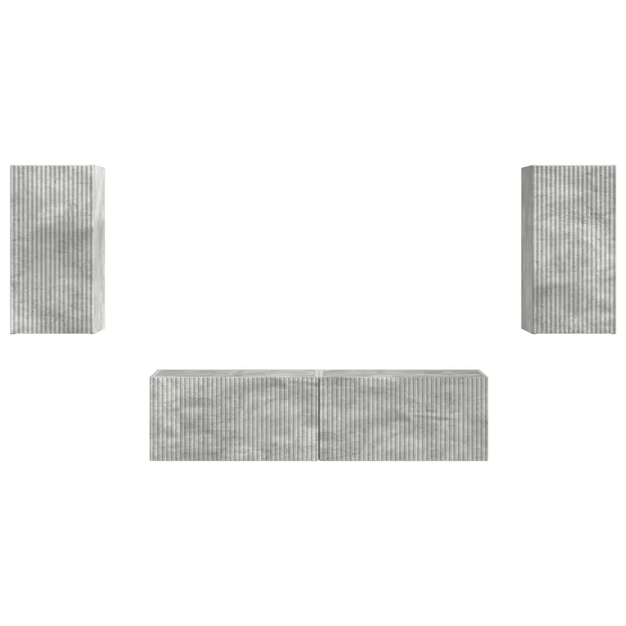 Ensemble meuble TV 4 pcs Gris béton Bois d'ingénierie - 7