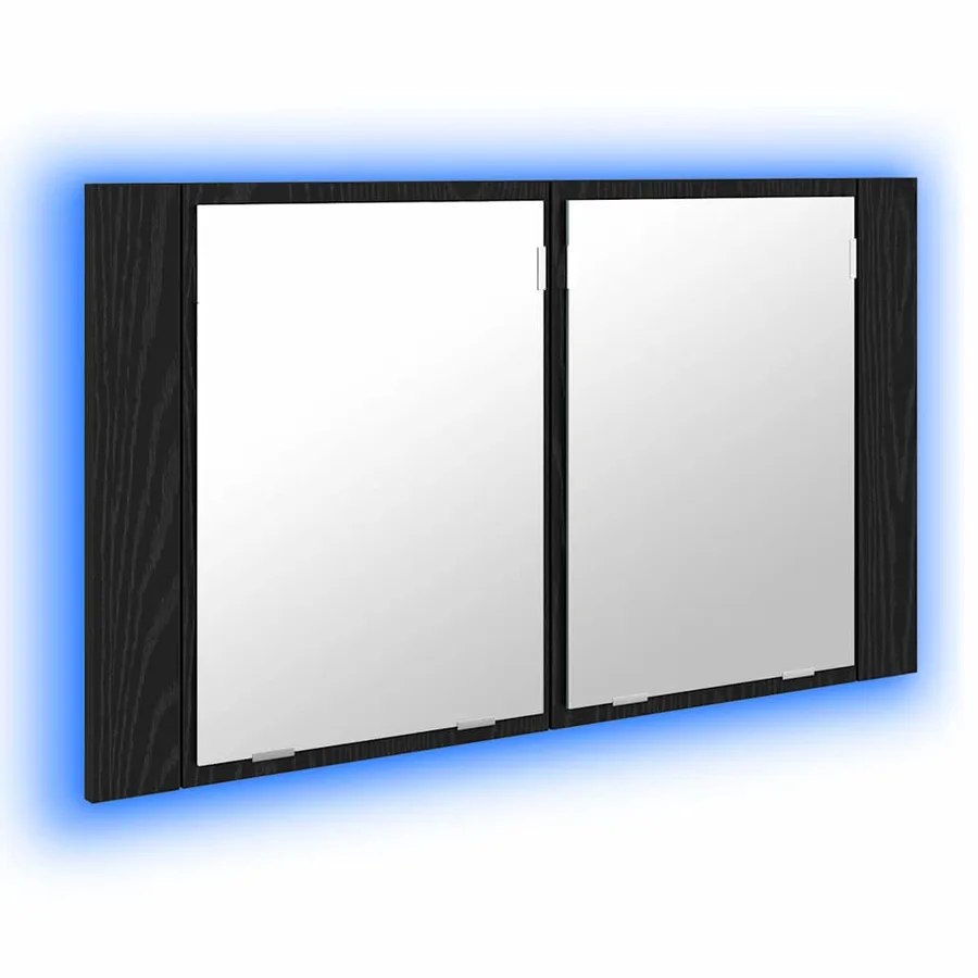 Armoire Miroir de Salle de Bain Chêne noir 80 x 12 x 45 cm - 2