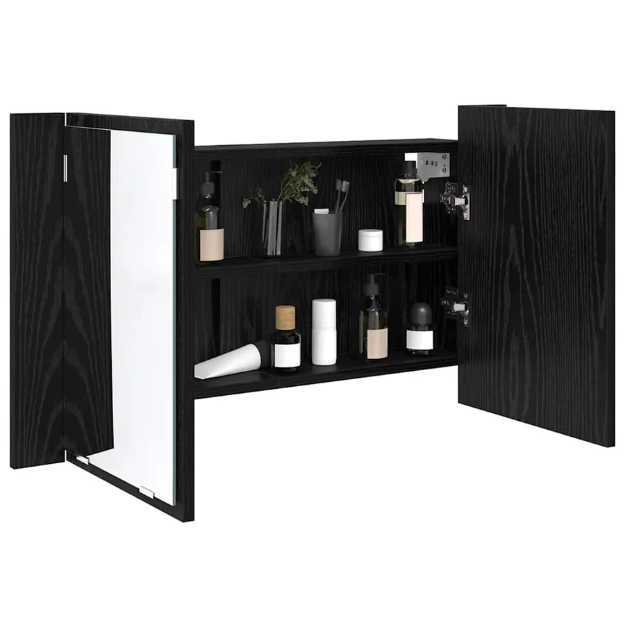 Armoire Miroir de Salle de Bain Chêne noir 80 x 12 x 45 cm - 3
