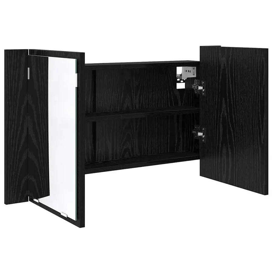 Armoire Miroir de Salle de Bain Chêne noir 80 x 12 x 45 cm - 7