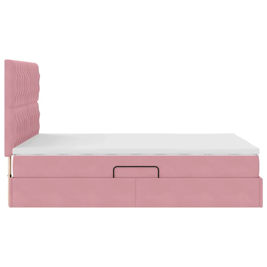 Lit avec rangement et matelas Rose 140 x 190 cm Velours - 10