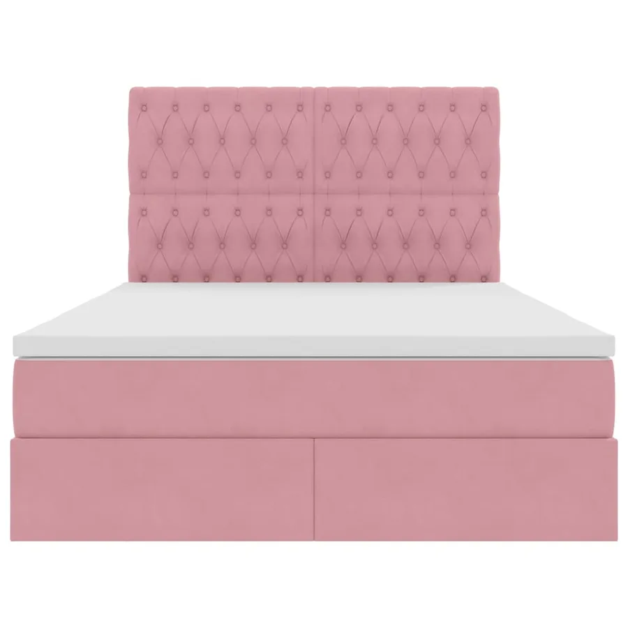 Lit avec rangement et matelas Rose 140 x 190 cm Velours - 7