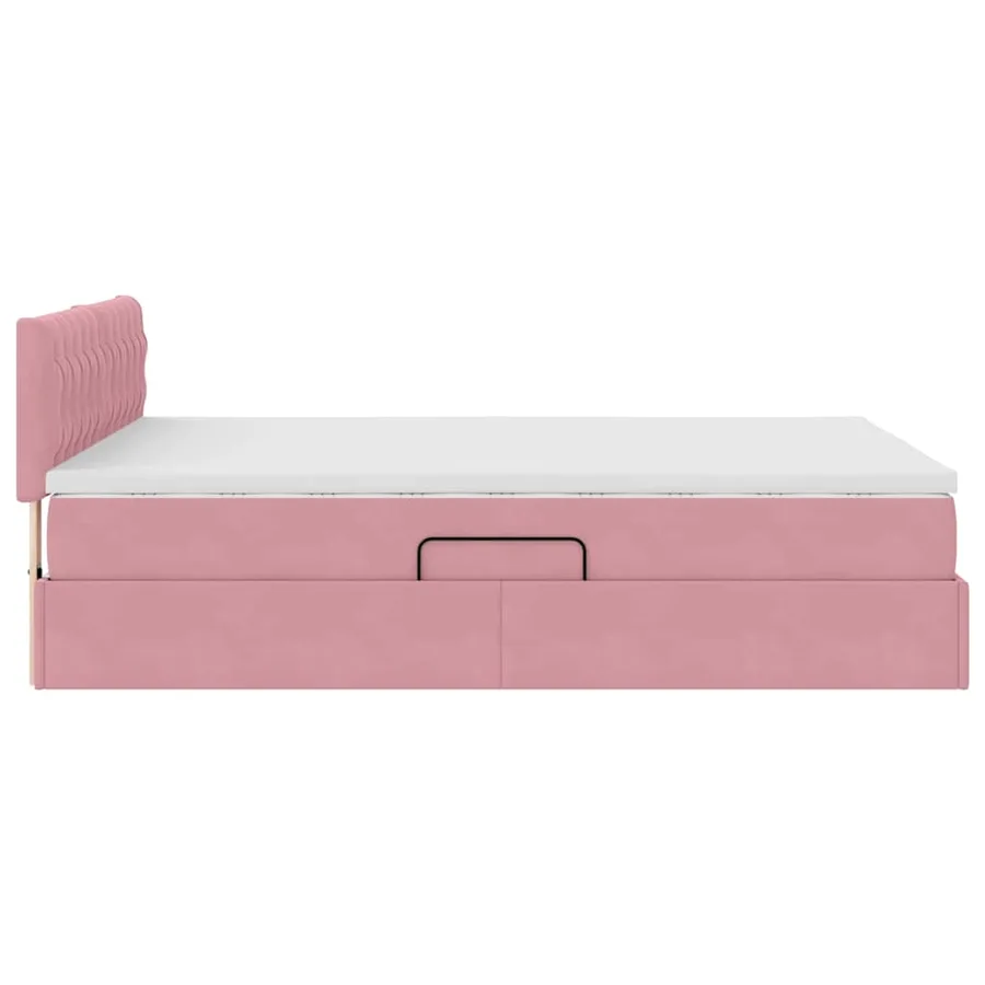 Lit de Rangement avec matelas Rose 140 x 190 cm Velours - 10