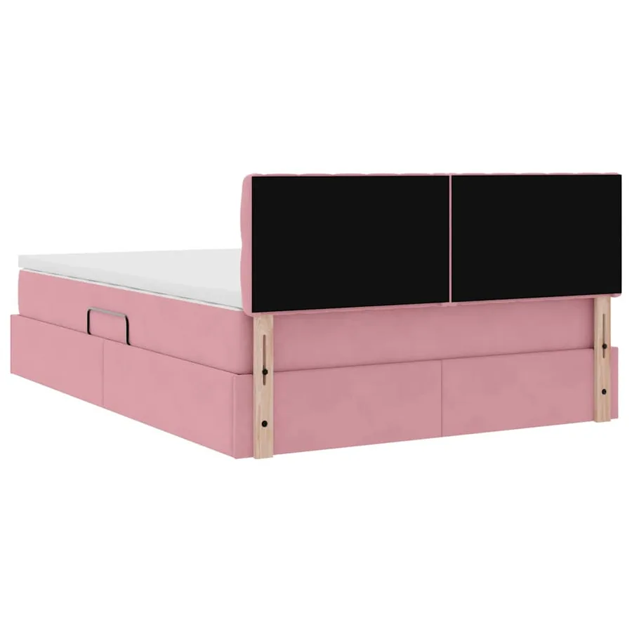 Lit de Rangement avec matelas Rose 140 x 190 cm Velours - 11