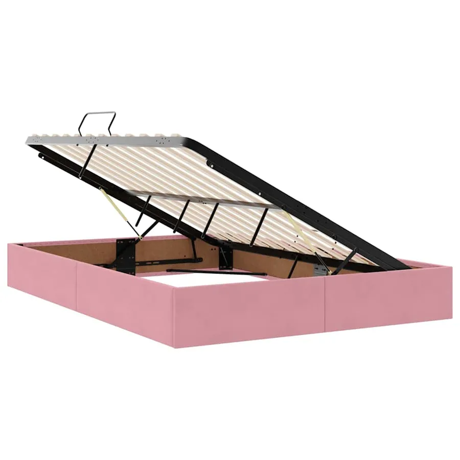 Lit de Rangement avec matelas Rose 140 x 190 cm Velours - 6