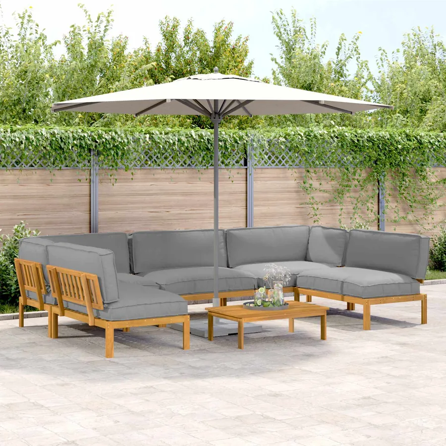Ensemble de Canapés 6 pcs Gris Bois d'Acacia Massif