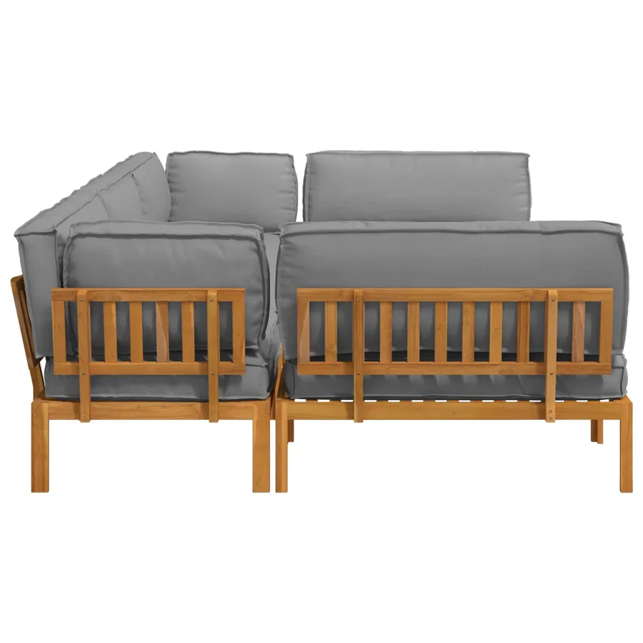 Ensemble de Canapés 6 pcs Gris Bois d'Acacia Massif - 11