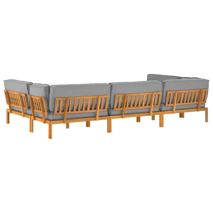 Ensemble de Canapés 6 pcs Gris Bois d'Acacia Massif - 12