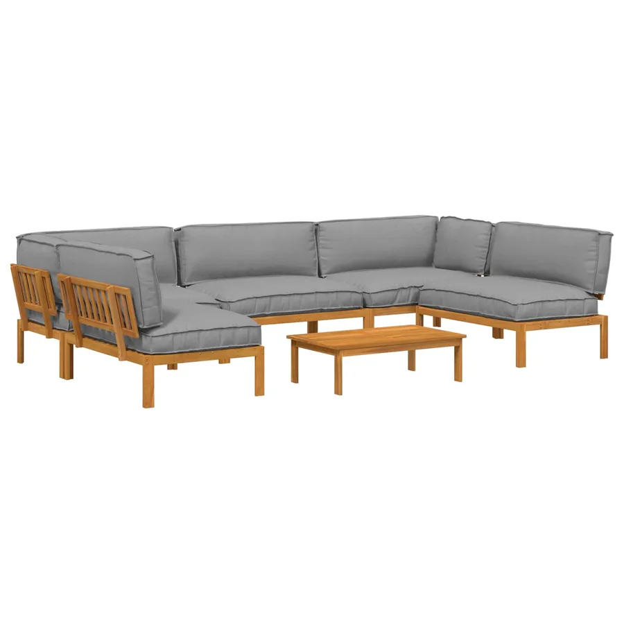 Ensemble de Canapés 6 pcs Gris Bois d'Acacia Massif - 2
