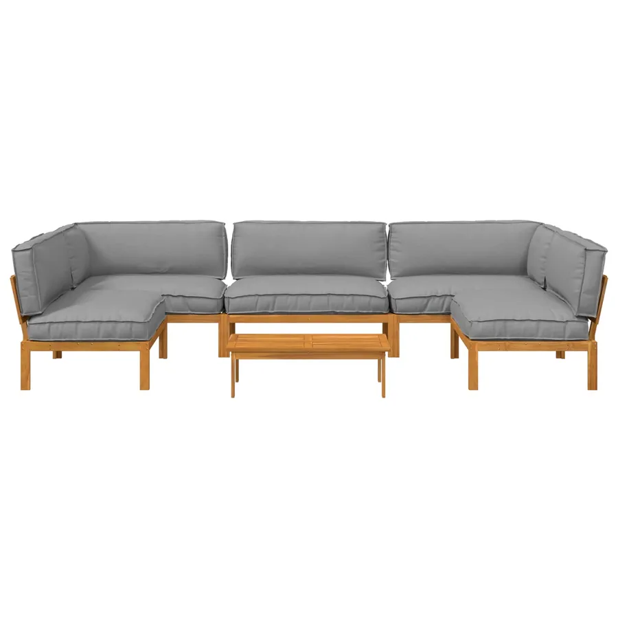 Ensemble de Canapés 6 pcs Gris Bois d'Acacia Massif - 8