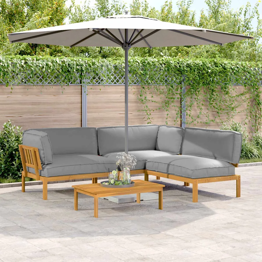 Ensemble de Canapés 4 pcs Gris Bois d'Acacia Massif
