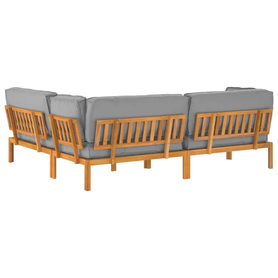Ensemble de Canapés 4 pcs Gris Bois d'Acacia Massif - 12