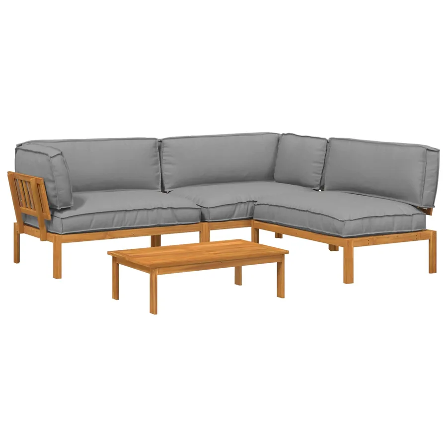 Ensemble de Canapés 4 pcs Gris Bois d'Acacia Massif - 2