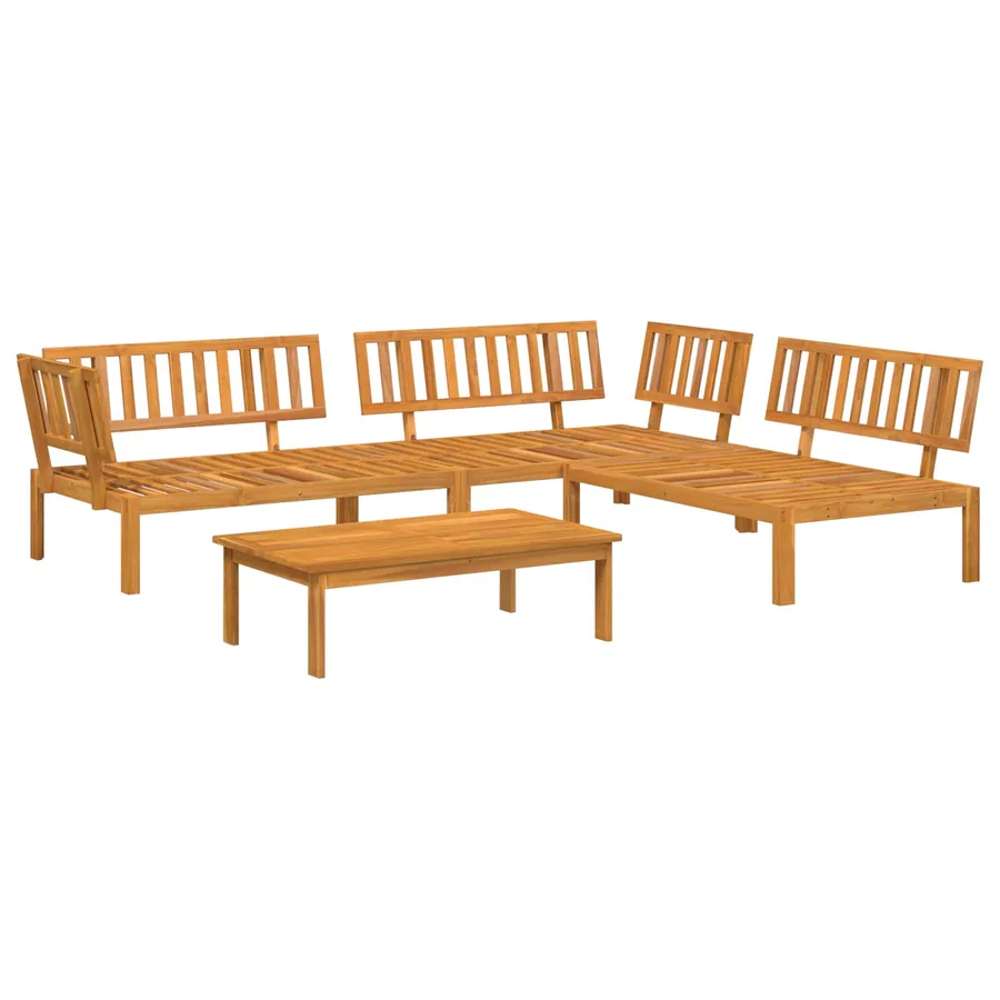 Ensemble de Canapés 4 pcs Gris Bois d'Acacia Massif - 3