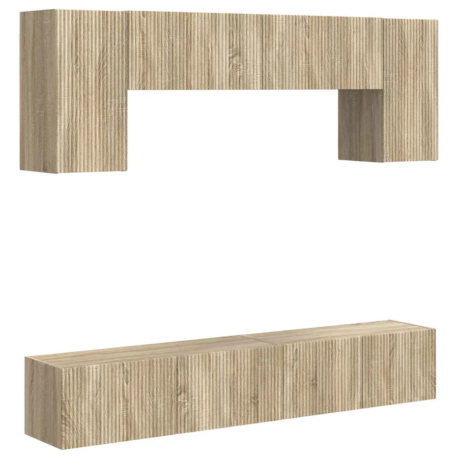 Ensemble meuble TV 4 pcs Chêne Sonoma Bois d'ingénierie - 2