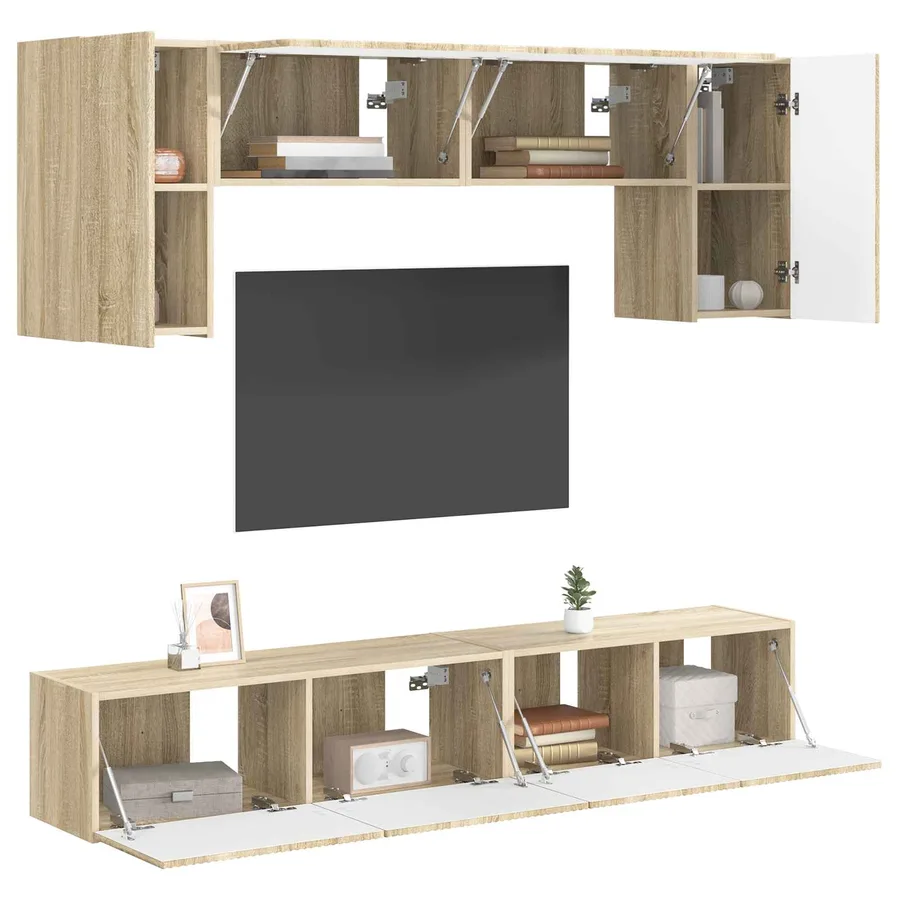 Ensemble meuble TV 4 pcs Chêne Sonoma Bois d'ingénierie - 3