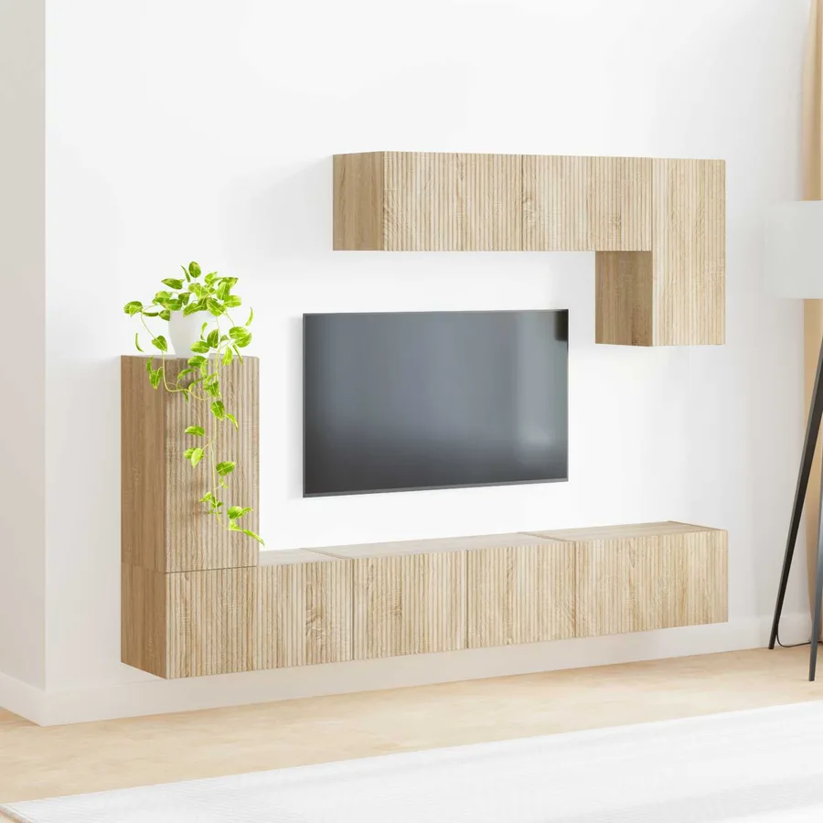 Ensemble meuble TV 4 pcs Chêne Sonoma Bois d'ingénierie - 4