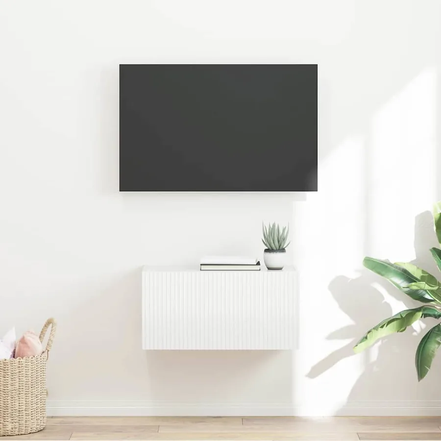 Meuble TV mural Montage mural Blanc Brillant 60 x 31 x 29,5 cm