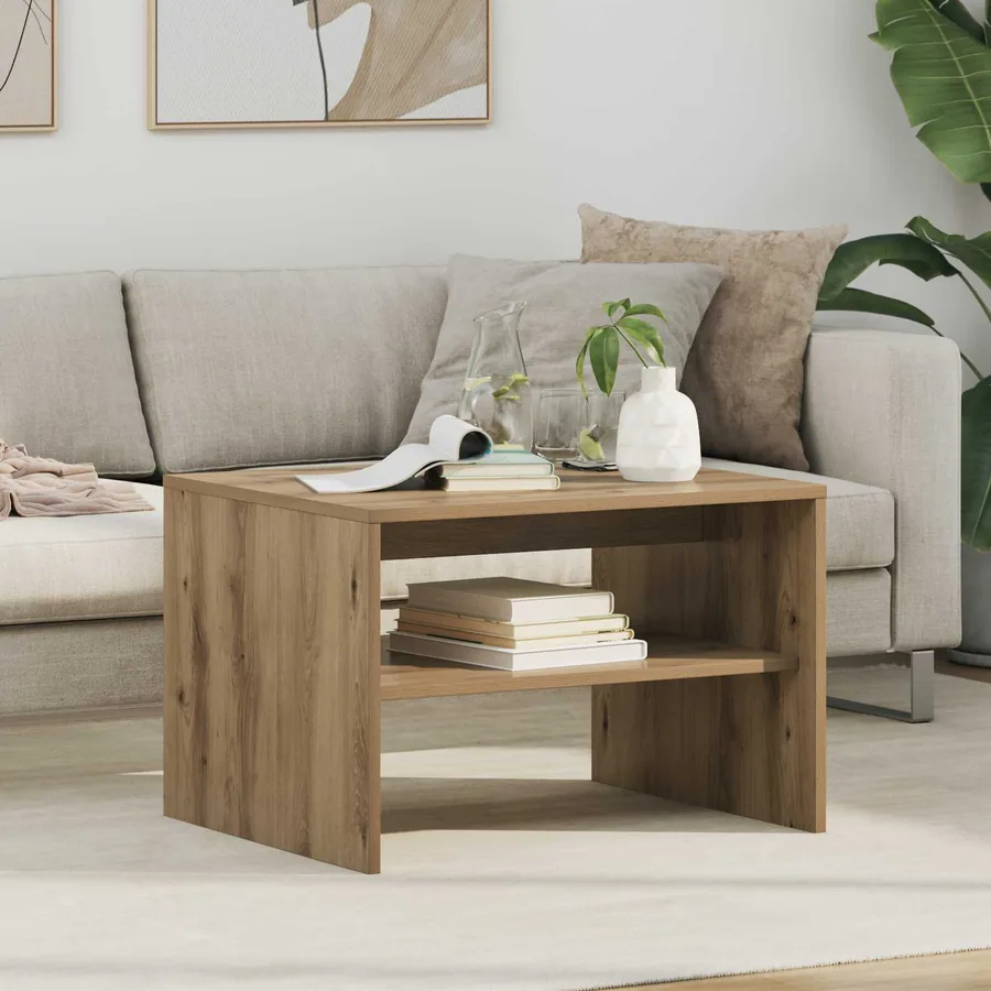 Table basse Chêne artisanal 60 x 50 x 40 cm Bois d'ingénierie