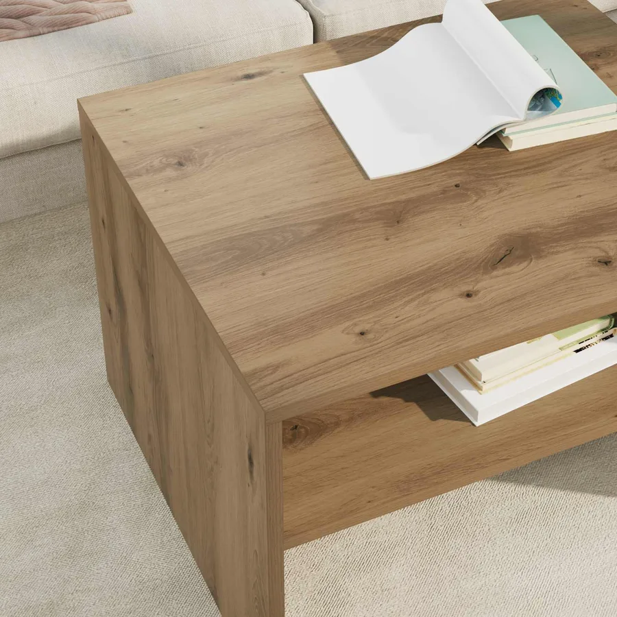 Table basse Chêne artisanal 60 x 50 x 40 cm Bois d'ingénierie - 4
