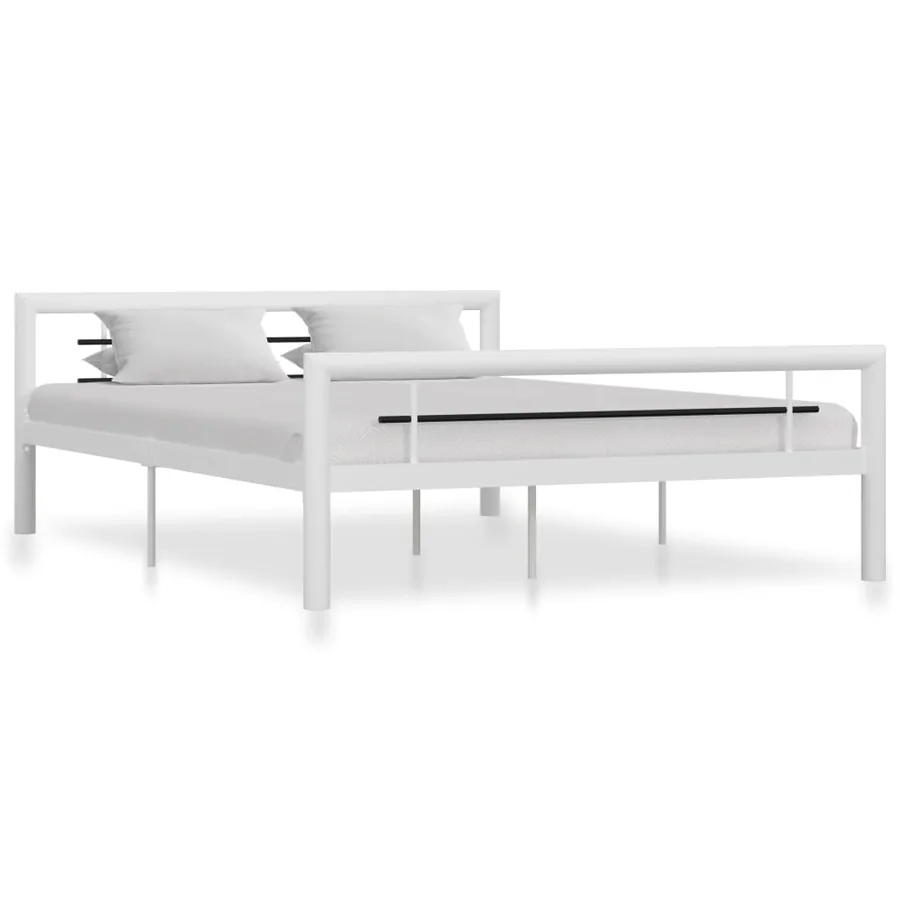 Cadre de lit sans matelas blanc et noir métal 120x200 cm