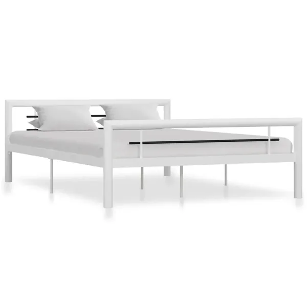 Cadre de lit sans matelas blanc et noir métal 120x200 cm