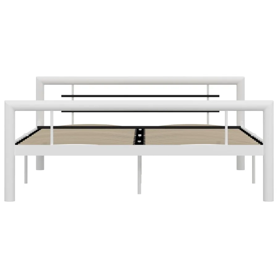Cadre de lit sans matelas blanc et noir métal 120x200 cm - 3