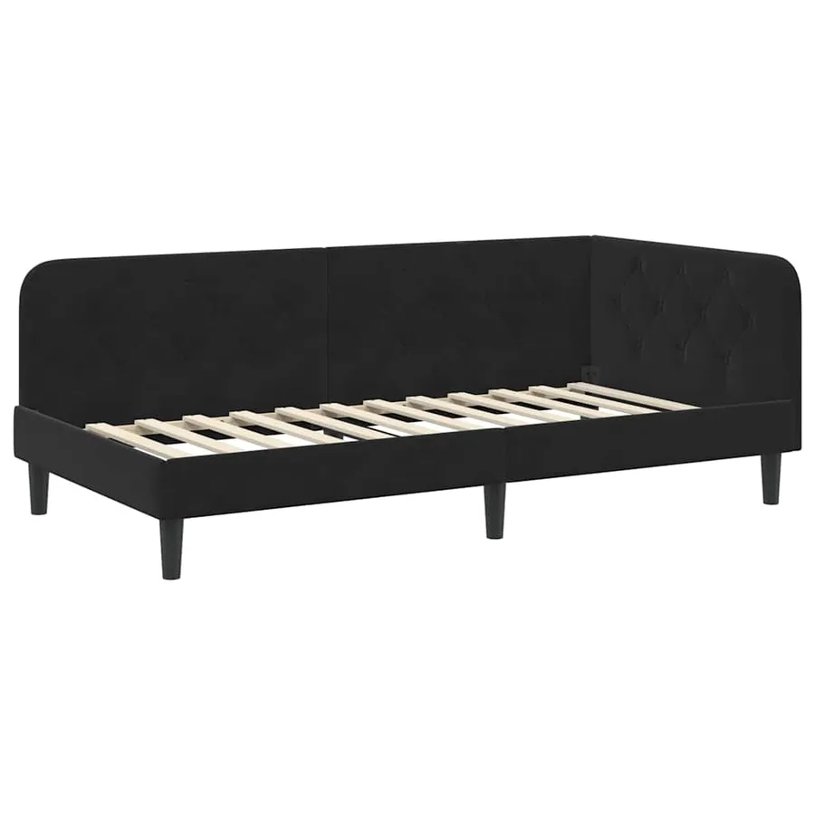 Cadre de lit d'angle Noir 90 x 190 cm Velours - 2