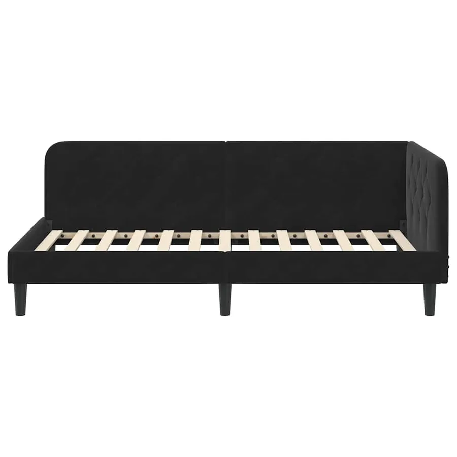 Cadre de lit d'angle Noir 90 x 190 cm Velours - 5