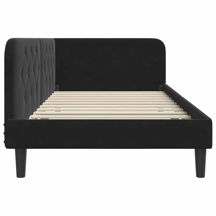 Cadre de lit d'angle Noir 90 x 190 cm Velours - 6