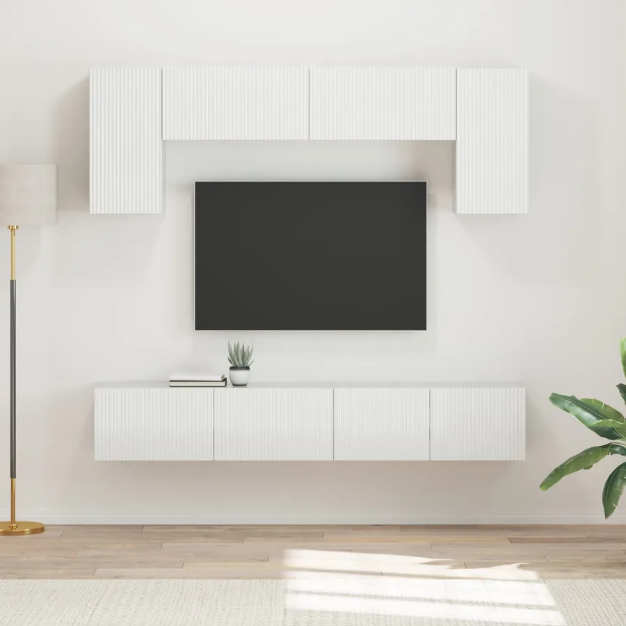 Ensemble meuble TV 4 pcs Blanc brillant Bois d'ingénierie