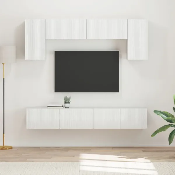 Ensemble meuble TV 4 pcs Blanc brillant Bois d'ingénierie