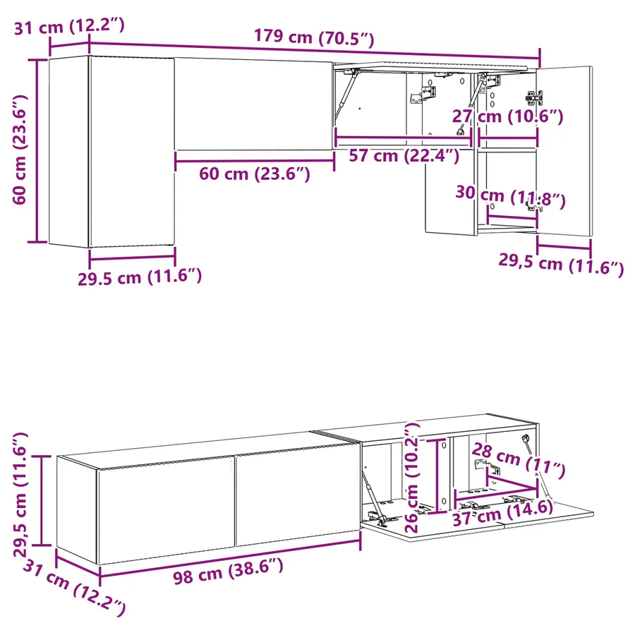Ensemble meuble TV 4 pcs Blanc brillant Bois d'ingénierie - 18