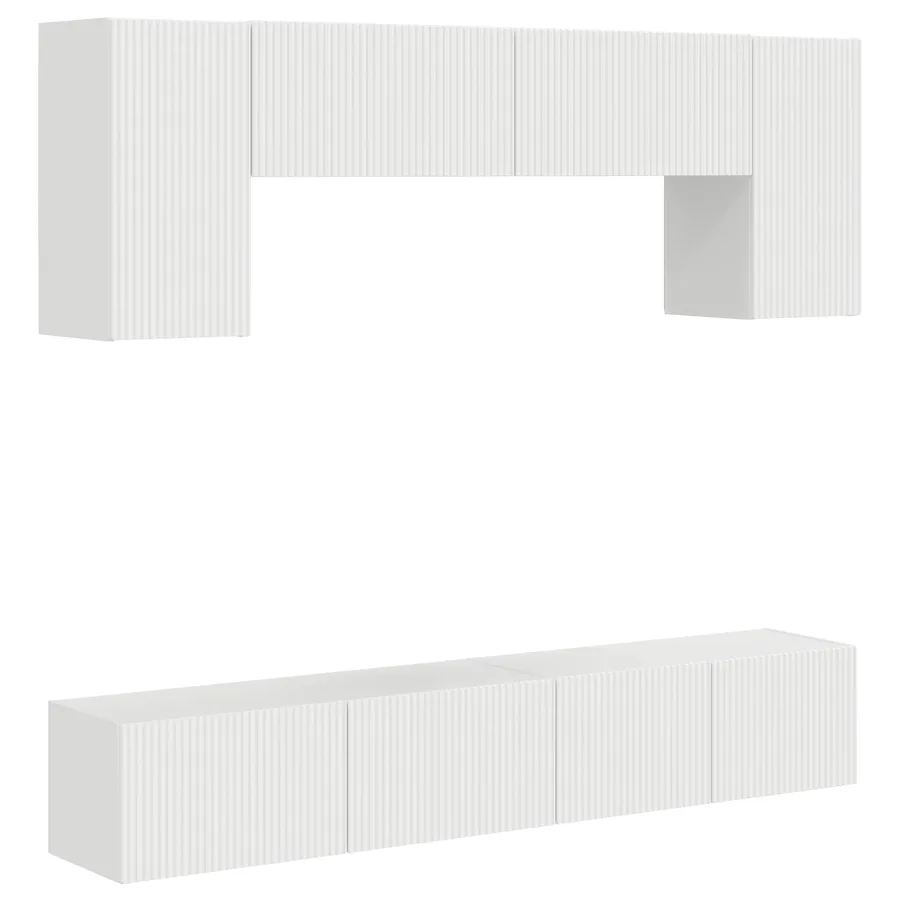 Ensemble meuble TV 4 pcs Blanc brillant Bois d'ingénierie - 2