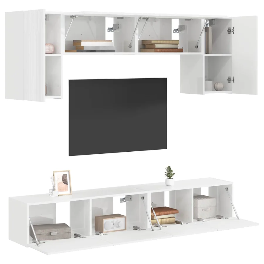 Ensemble meuble TV 4 pcs Blanc brillant Bois d'ingénierie - 3
