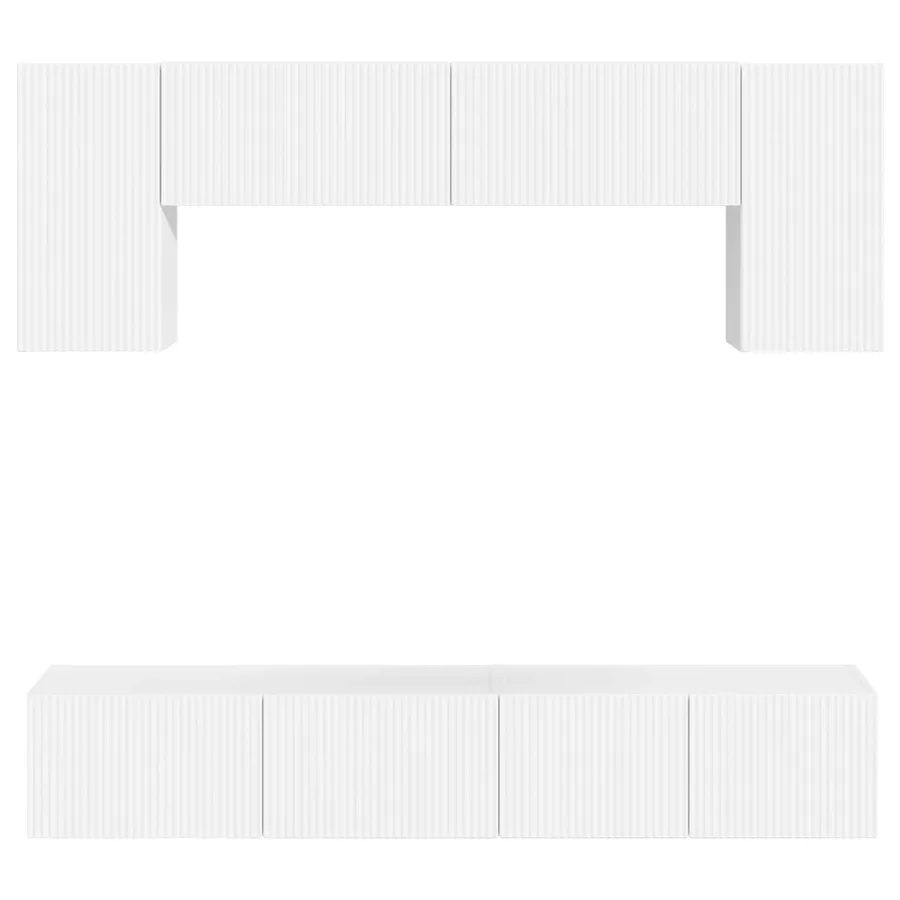 Ensemble meuble TV 4 pcs Blanc brillant Bois d'ingénierie - 9