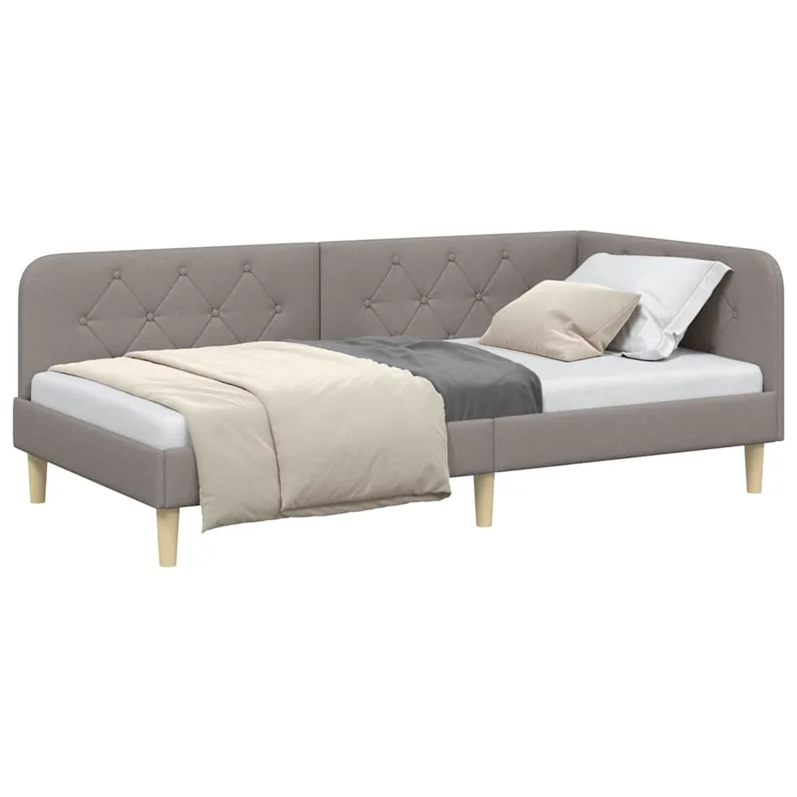 Cadre de lit d'angle Taupe 90 x 190 cm tissu - 3