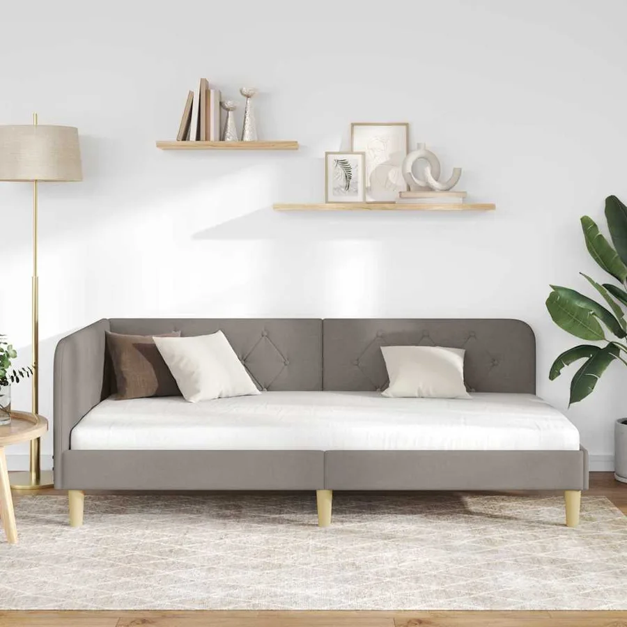Cadre de lit d'angle Taupe 90 x 190 cm tissu - 4
