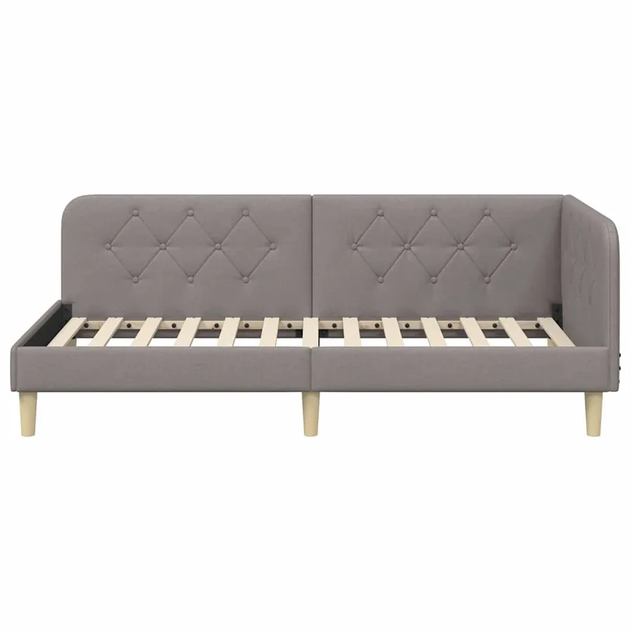 Cadre de lit d'angle Taupe 90 x 190 cm tissu - 5
