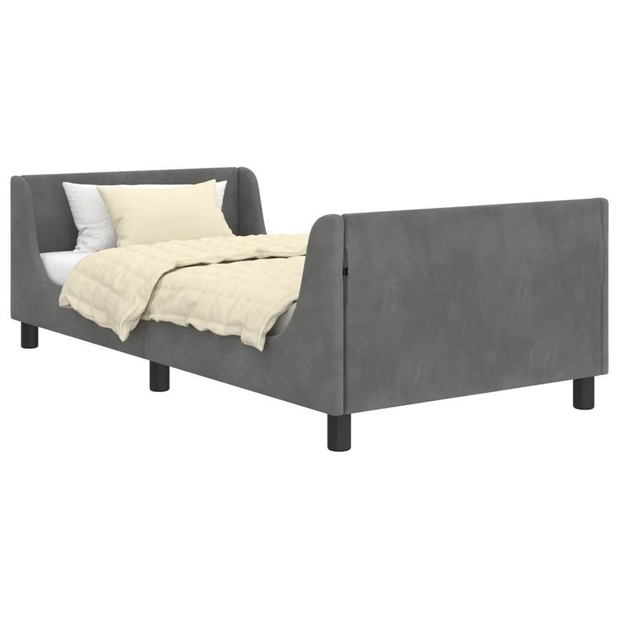 Cadre de lit pour enfants avec tête de lit Gris foncé Velours - 2