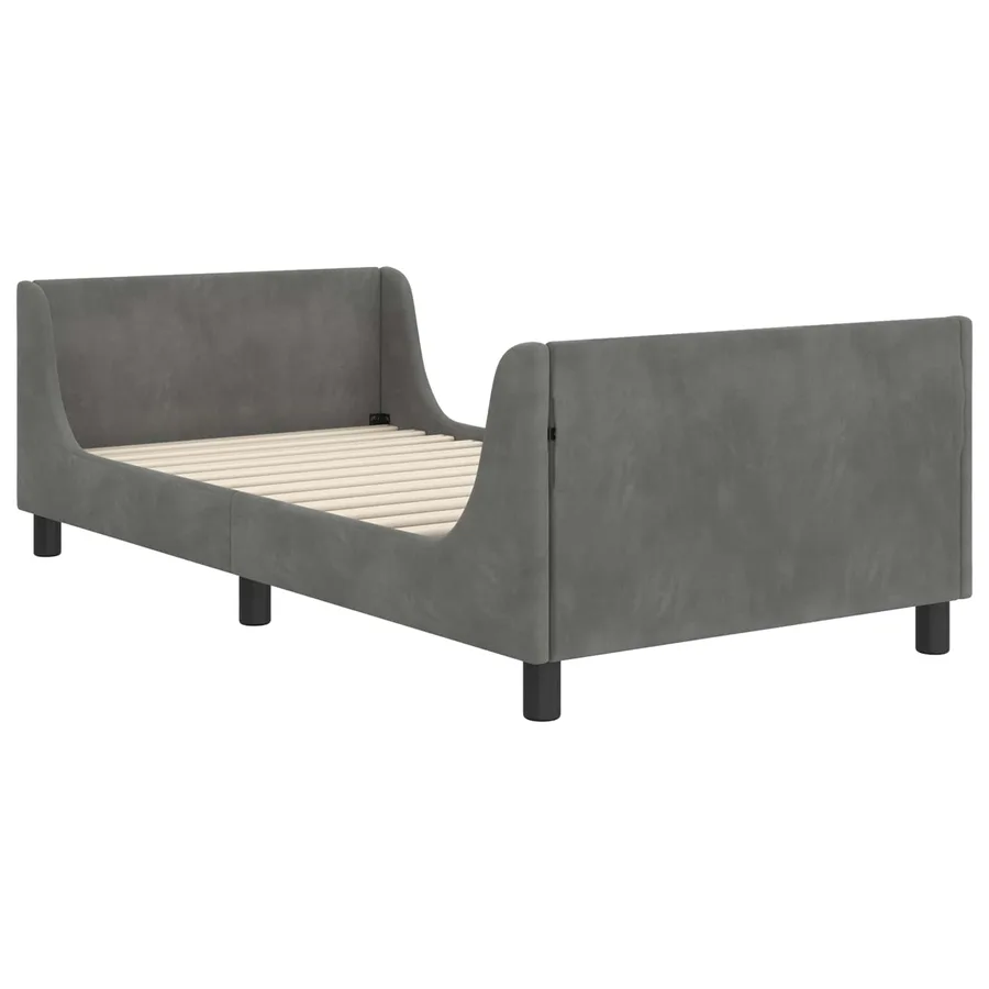 Cadre de lit pour enfants avec tête de lit Gris foncé Velours - 4