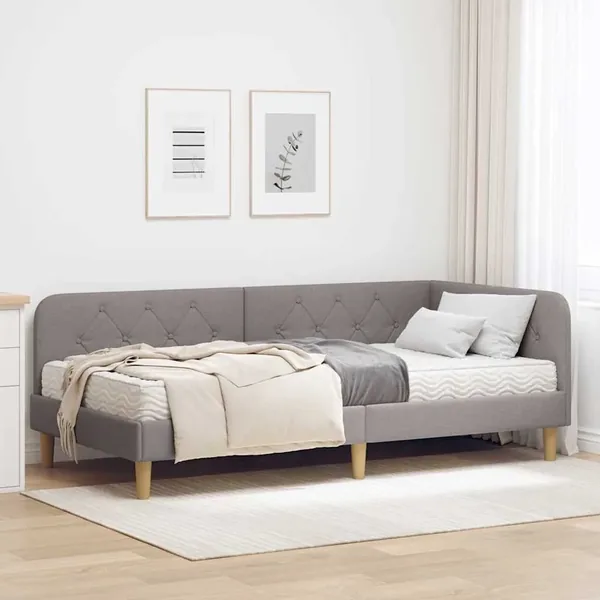 Cadre de lit d'angle Taupe 100 x 200 cm tissu
