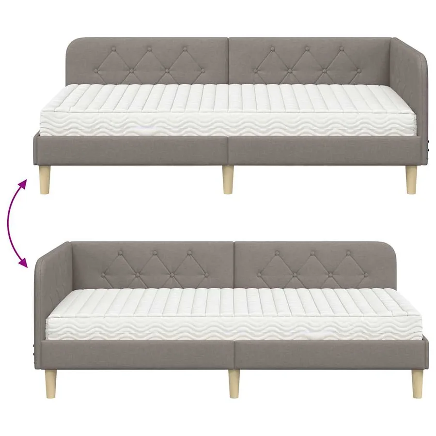 Cadre de lit d'angle Taupe 100 x 200 cm tissu - 12