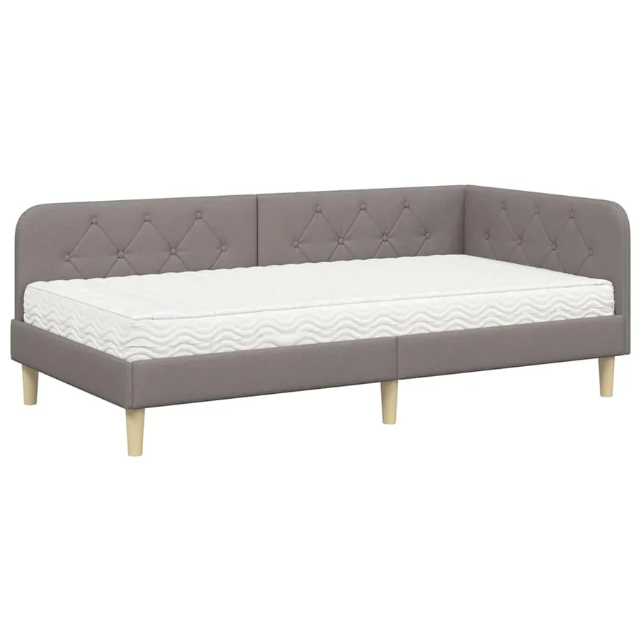 Cadre de lit d'angle Taupe 100 x 200 cm tissu - 2