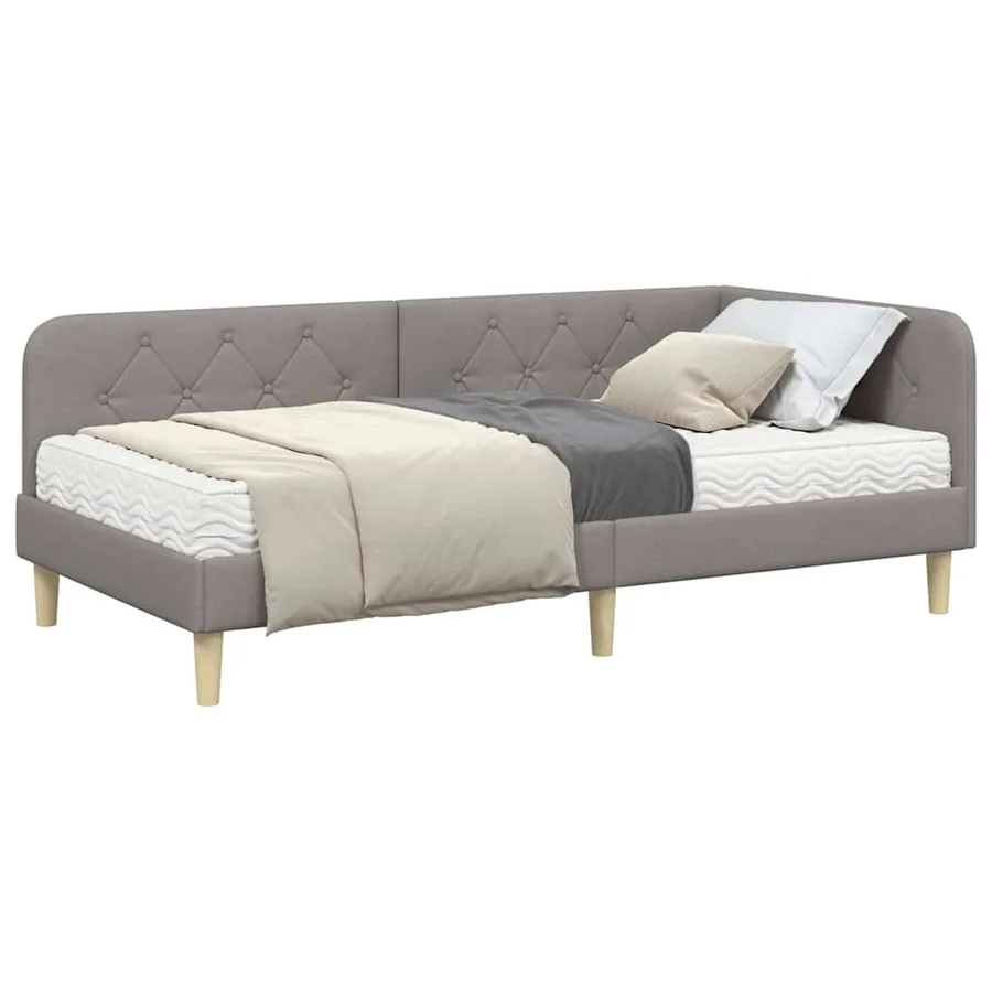 Cadre de lit d'angle Taupe 100 x 200 cm tissu - 3