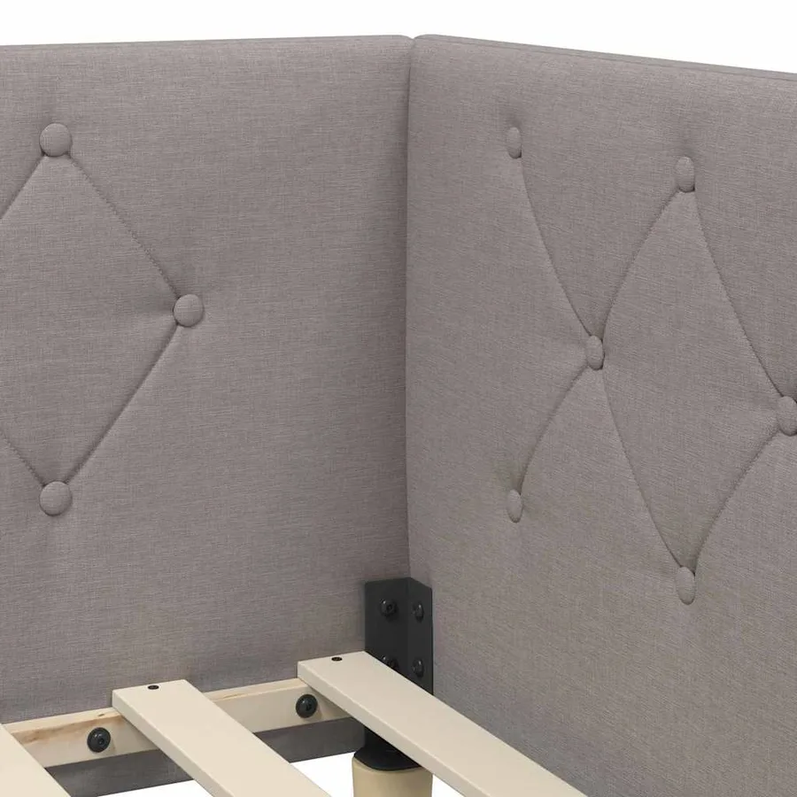Cadre de lit d'angle Taupe 100 x 200 cm tissu - 8